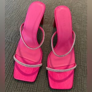 Billini Hot Pink Fuchsia Strappy Date Night Heels with Sparkling Straps